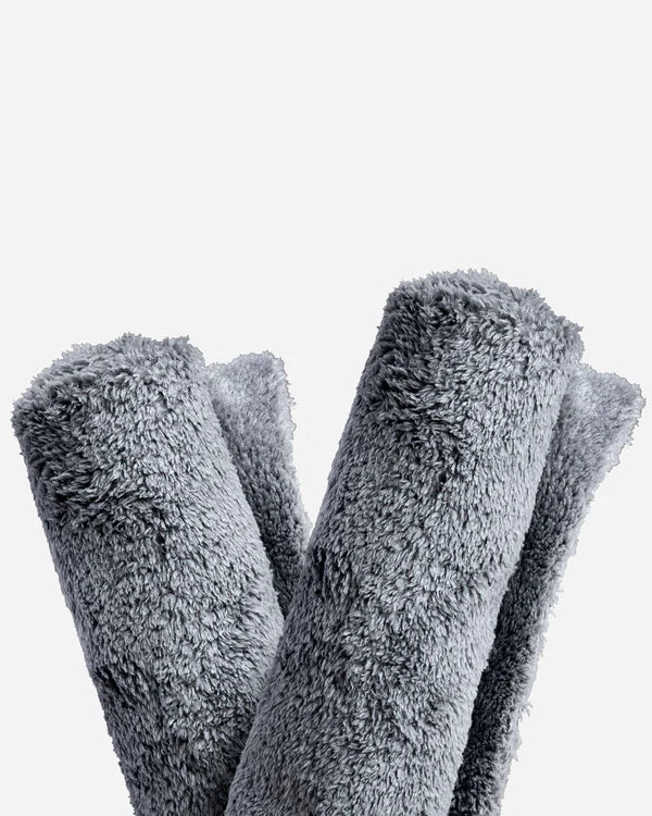 Borderless Grey Plush Microfiber Towel